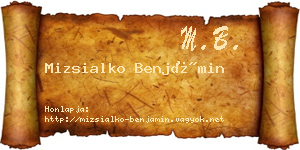 Mizsialko Benjámin névjegykártya